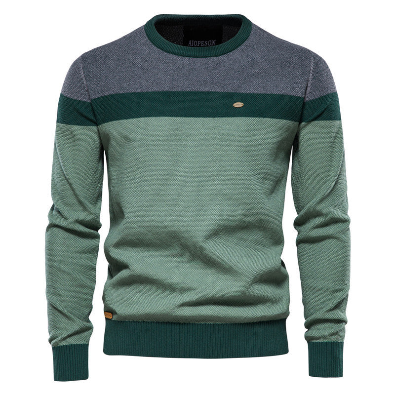 Herren Strickpullover mit modernem Farbblockdesign und feiner Struktur EB