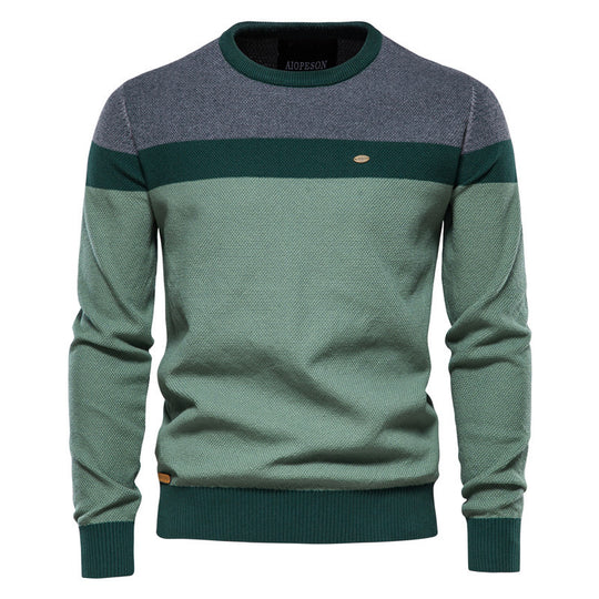 Herren Strickpullover mit modernem Farbblockdesign und feiner Struktur EB