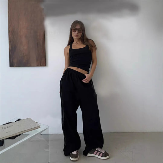 Damen nan weite Lounge-Jogginghose mit elastischem Komfortbund und seitlichen Eingrifftaschen EB