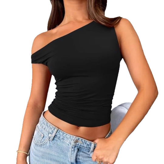 Damen asymmetrisches Oberteil mit Raffung EB