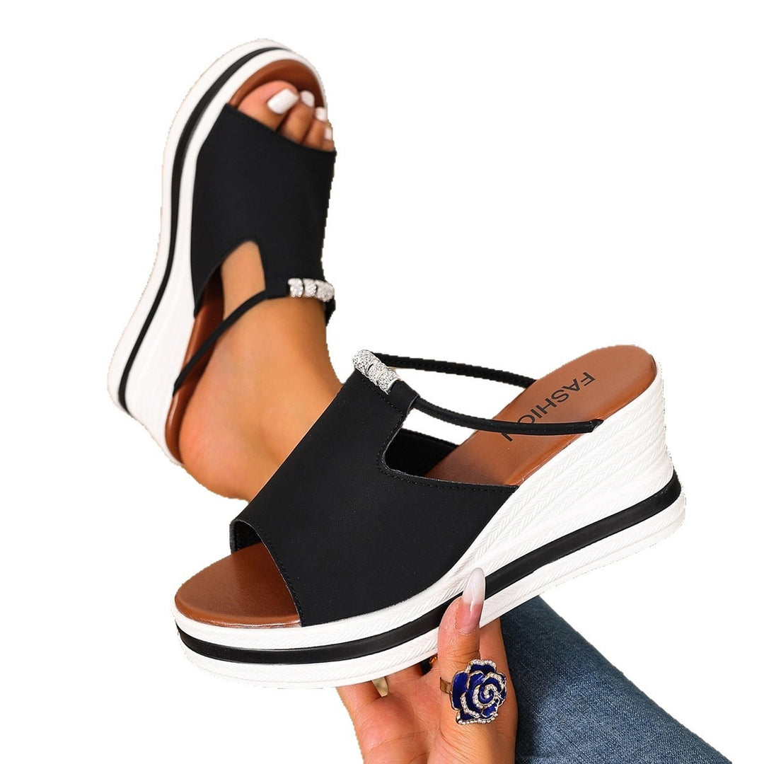 Damen Wedge-Pantoletten mit dekorativem Schmuckdetail EB