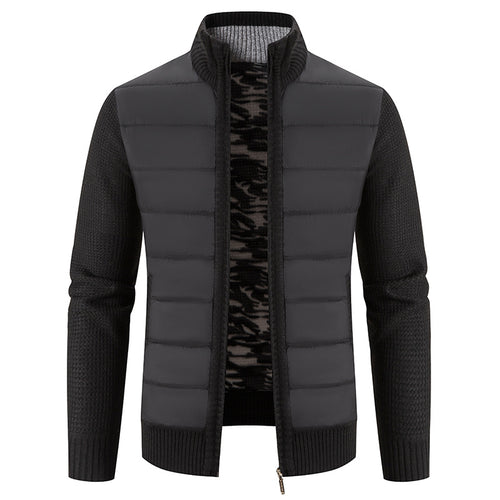 Herren Steppjacke mit hybridem Strickdesign und hohem Kragen EB