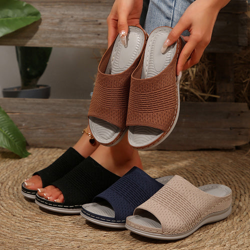 Damen Komfortable Slip-On Sandalen mit elastischen Riemen EB