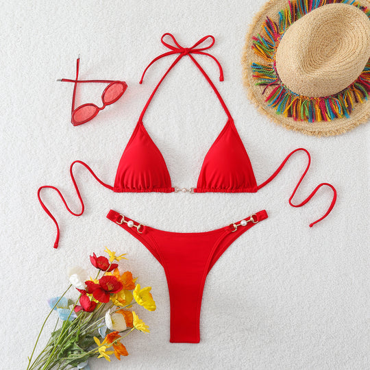 Damen Triangel-Bikini mit elegantem Goldakzent EB