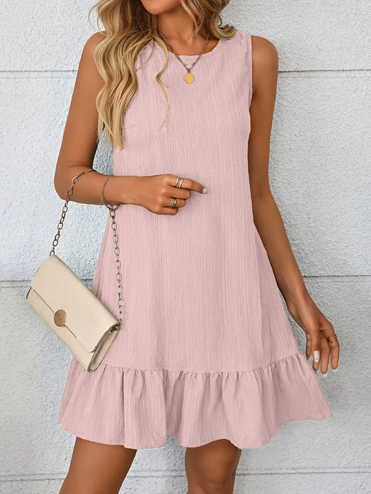 Damen lässiges Sommerkleid mit Rüschensaum und leichtem Material EB
