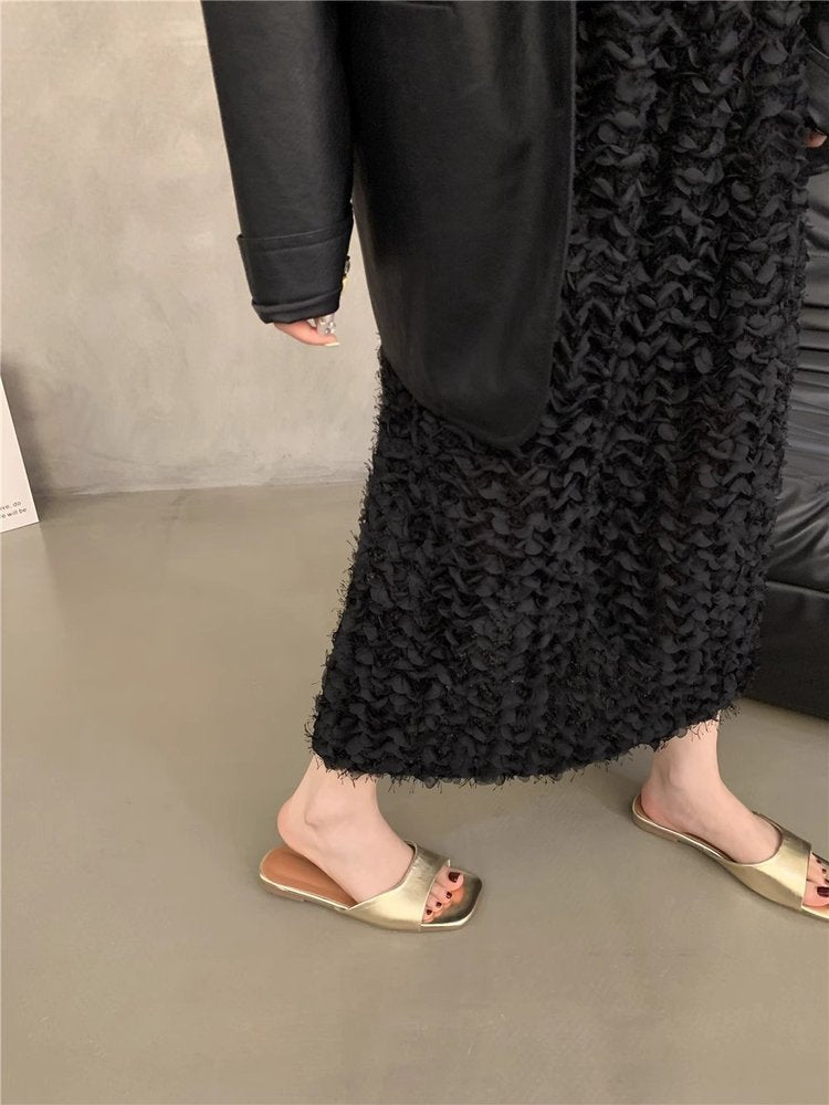 Damen modische Slide-Pantoletten mit elegantem Riemen und bequemer Fußbettgestaltung EB