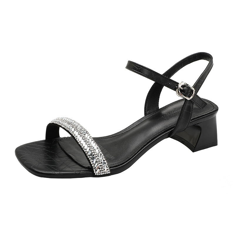 Damen Slingback-Sandalen mit funkelndem Design und komfortablem Blockabsatz EB