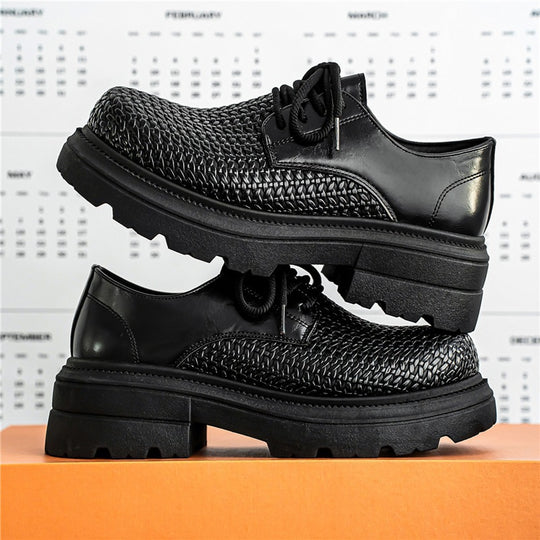 Damen gewebte Plateau-Derby-Schuhe mit robuster Profilsohle, atmungsaktivem Flechtoberteil und gepolstertem Komfortfußbett EB