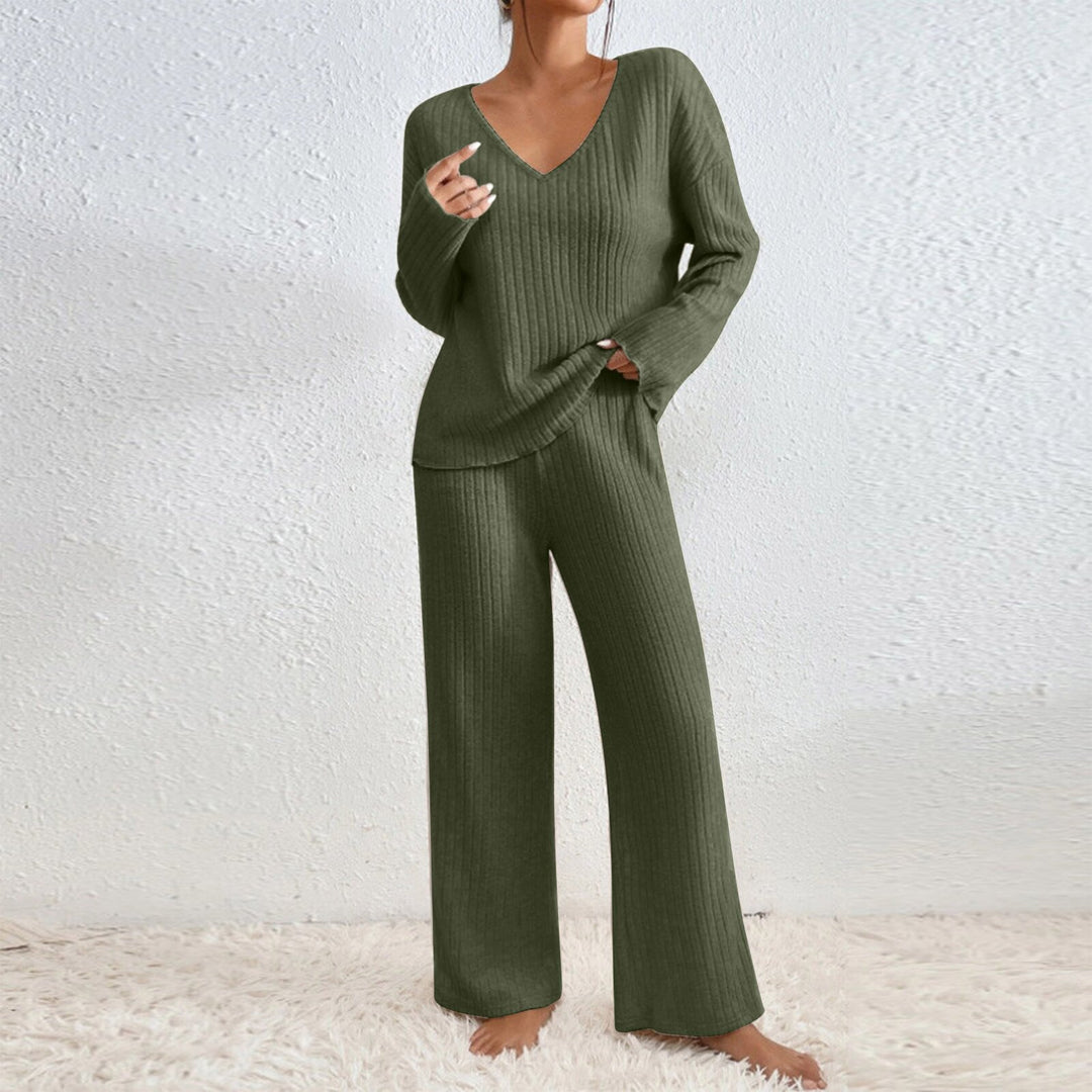 Damen Lässiges Strick-Loungewear-Set EB