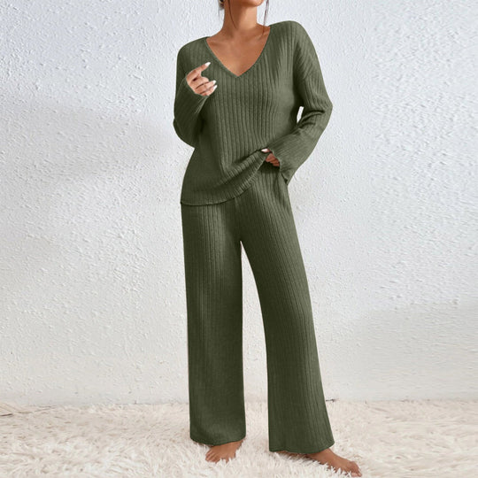 Damen Lässiges Strick-Loungewear-Set EB
