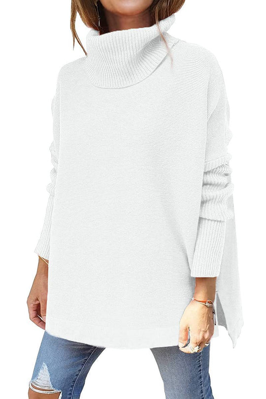 Damen Oversized Rollkragenpullover mit Strukturmuster EB
