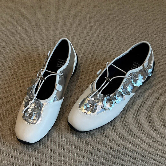 Damen modische Ballerinas mit floralem Akzent EB