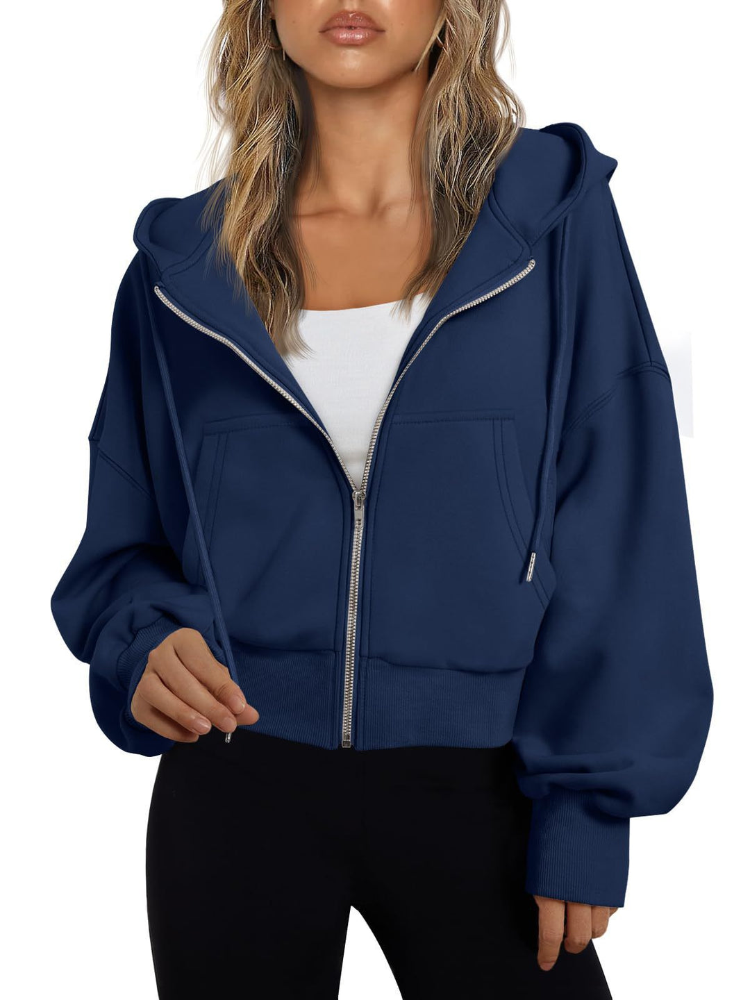 Damen modischer Kapuzenpullover mit lässigem Schnitt und praktischen Taschen EB