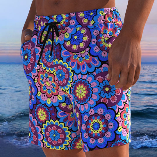 Herren Badeshorts mit animalischem Muster und elastischem Bund EB