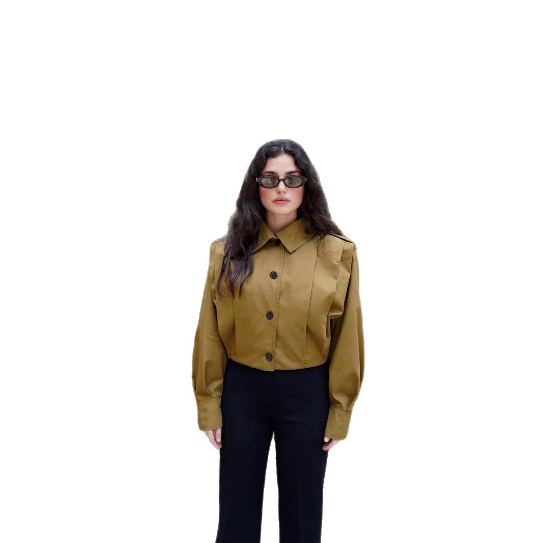 Damen modische cropped Jacke mit lässigem Schnitt EB