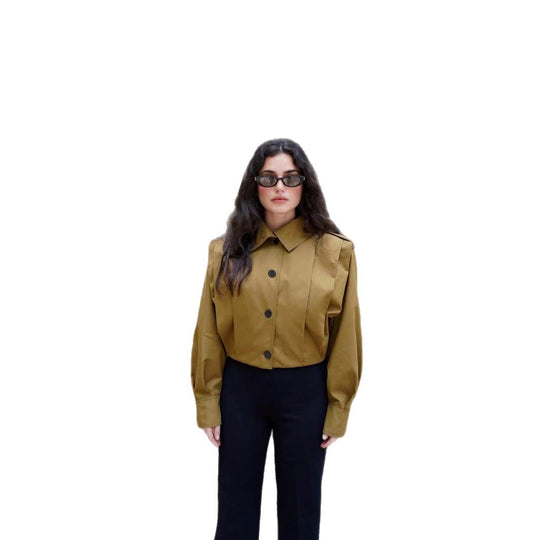 Damen modische cropped Jacke mit lässigem Schnitt EB