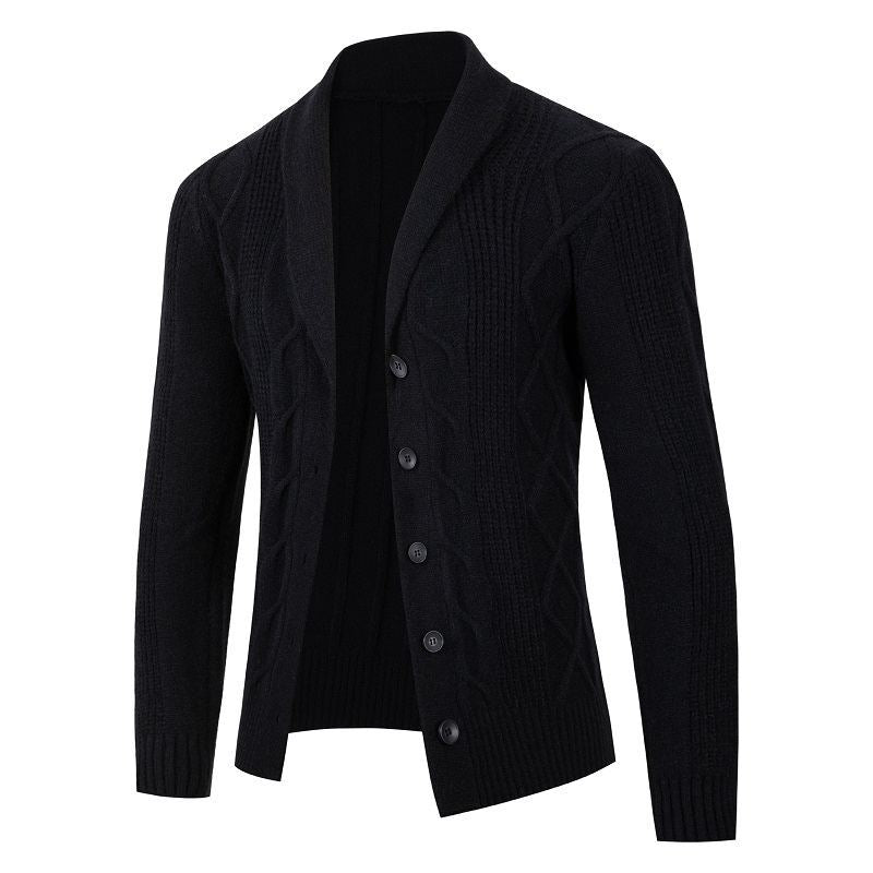 Herren Strickjacke mit modischem Zopfmuster und strukturierter Textur EB