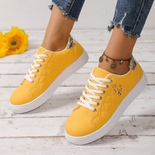 Damen Sportliche Schnür-Sneaker mit elegantem Steppdesign EB