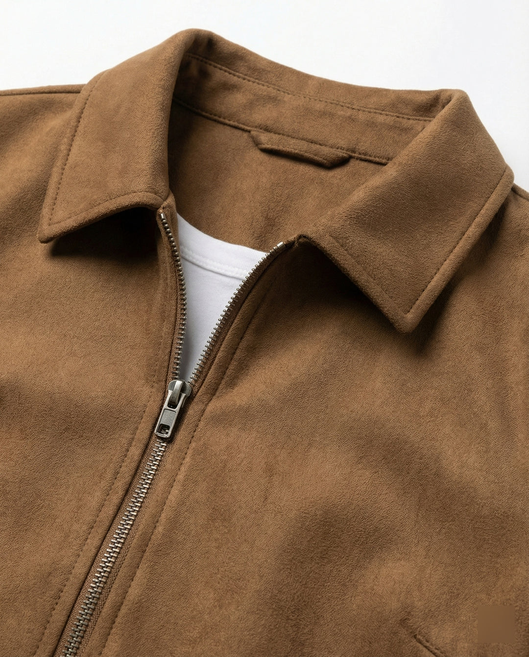 Damen Online Shop Mode lässige Oversize Velourslederjacke mit verdecktem Reißverschluss und aufgesetzten Taschen EB