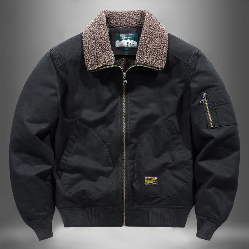 Men's  sherpa-lined canvas flight jacket with ribbed trims and interior stash pockets EB