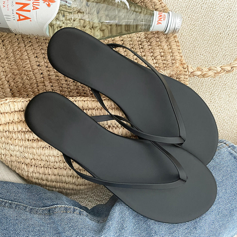 Damen Elegante Flip-Flops mit glänzendem Riemendesign EB