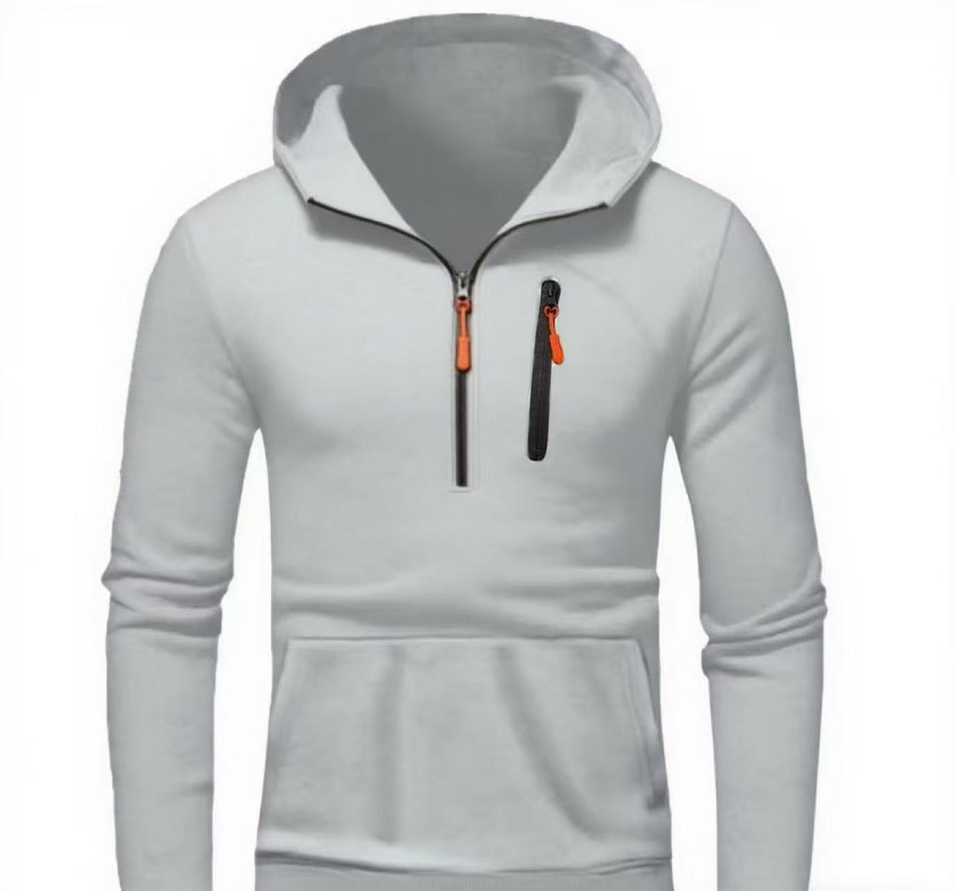 Herren moderner Kapuzenpullover mit innovativem halben Reißverschluss EB