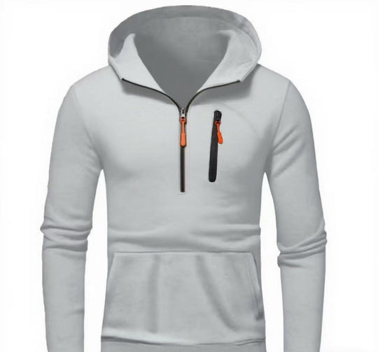 Herren moderner Kapuzenpullover mit innovativem halben Reißverschluss EB