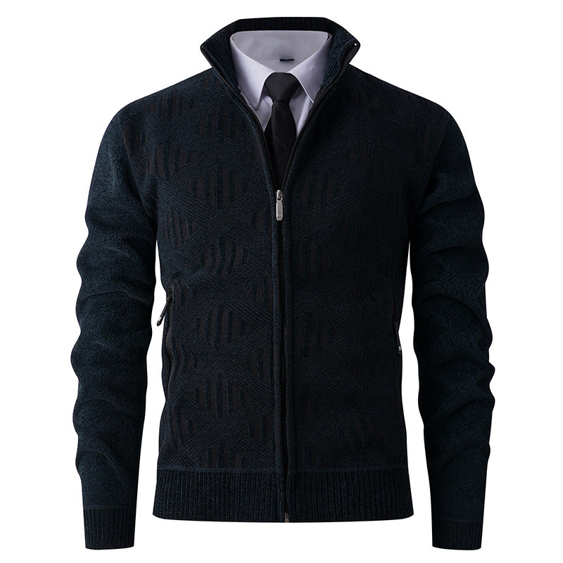 Herren Strickjacke mit strukturiertem Design und modernem Reißverschluss EB