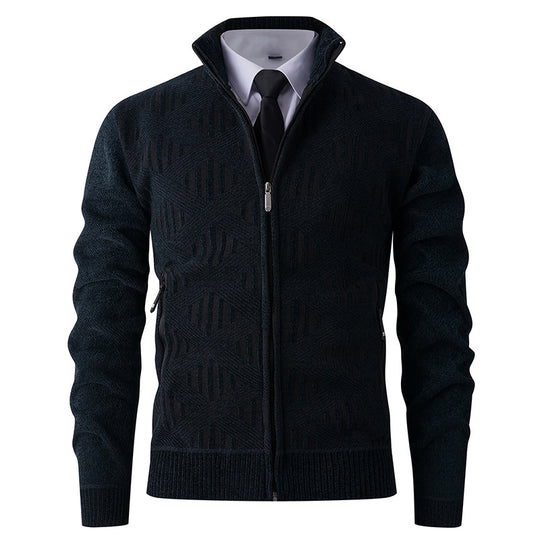 Herren Strickjacke mit strukturiertem Design und modernem Reißverschluss EB