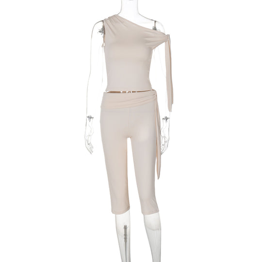 Damen Einseitiger Jumpsuit mit exklusiven Drapierungen EB