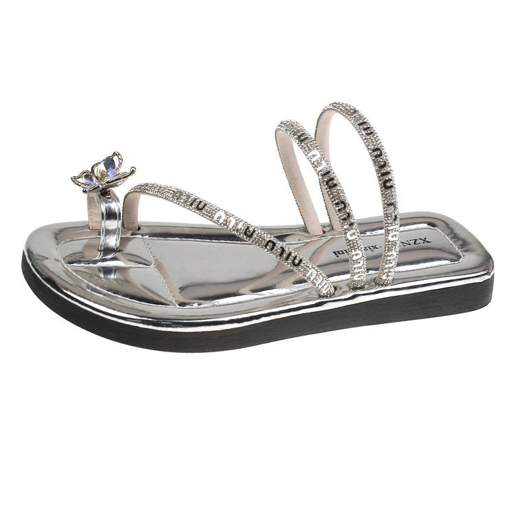 Damen Riemchen-Sandaletten mit funkelndem Schmetterlingsdesign EB