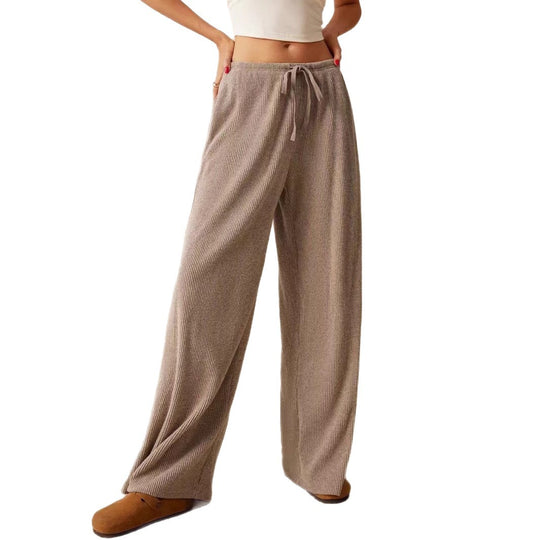 Damen weite Strickhose mit verstellbarem Bund und seitlichen Taschen EB