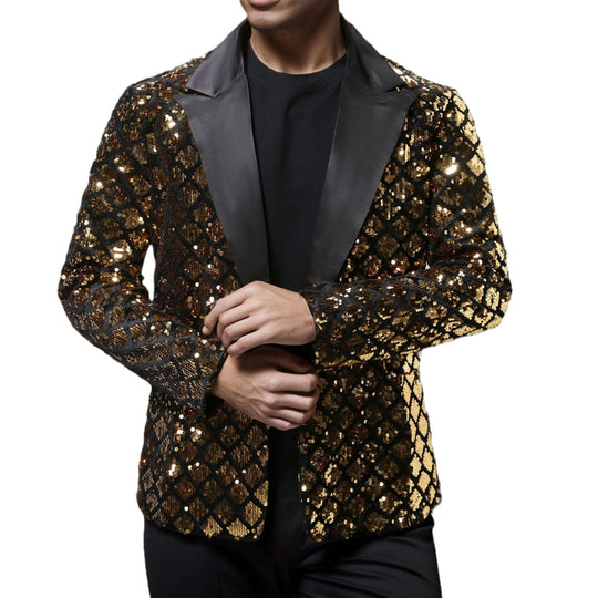 Herren eleganter Pailletten-Blazer mit luxuriösem Design EB