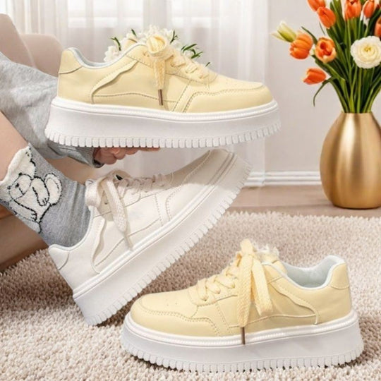 Damen Modische Sneakers mit dicker Sohle und atmungsaktiver Oberflächenstruktur EB