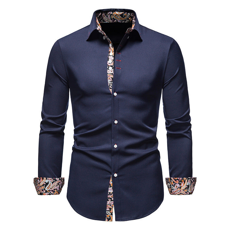 Herren Langarmhemd mit modernem Paisley-Muster und exklusiven Details EB
