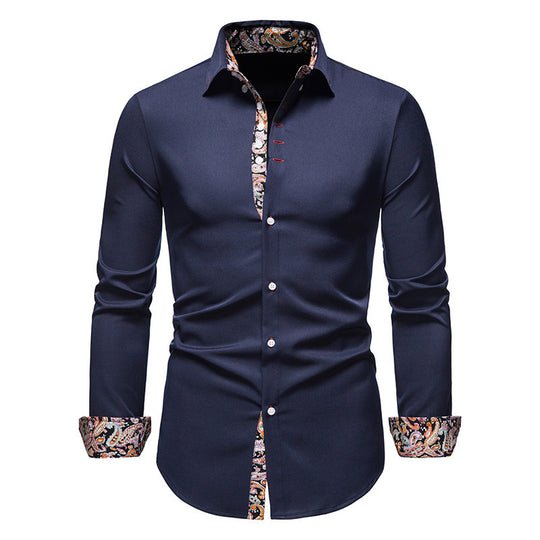 Herren Langarmhemd mit modernem Paisley-Muster und exklusiven Details EB