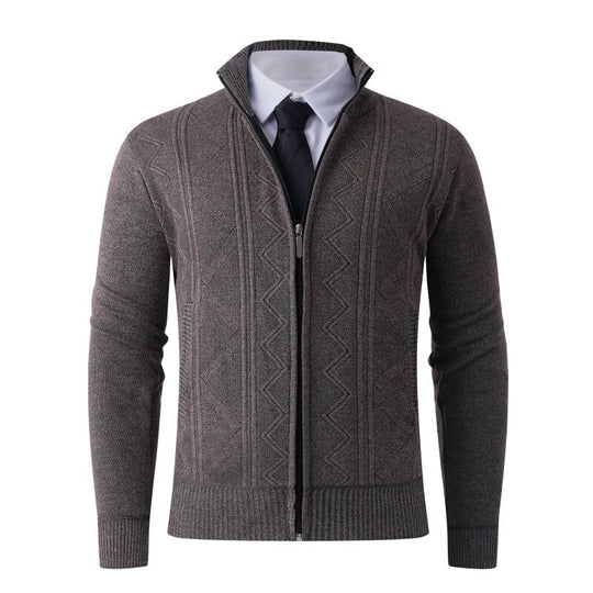 Herren Strickjacke mit modernem Zipper und eleganten Mustern EB