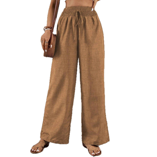 Damen weit geschnittene Sommerhose mit elastischem Bund und Kordelzug EB