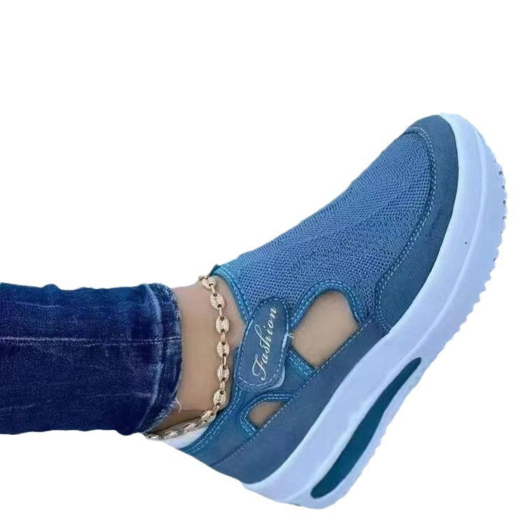 Damen Sportliche Slip-On Sneakers mit atmungsaktiver Netzstruktur und rutschfester Sohle EB