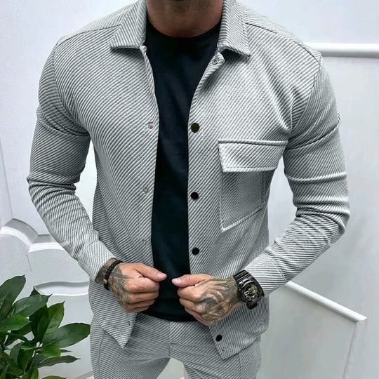 Herren Freizeitjacke mit gestreiftem Design und praktischen Taschen EB