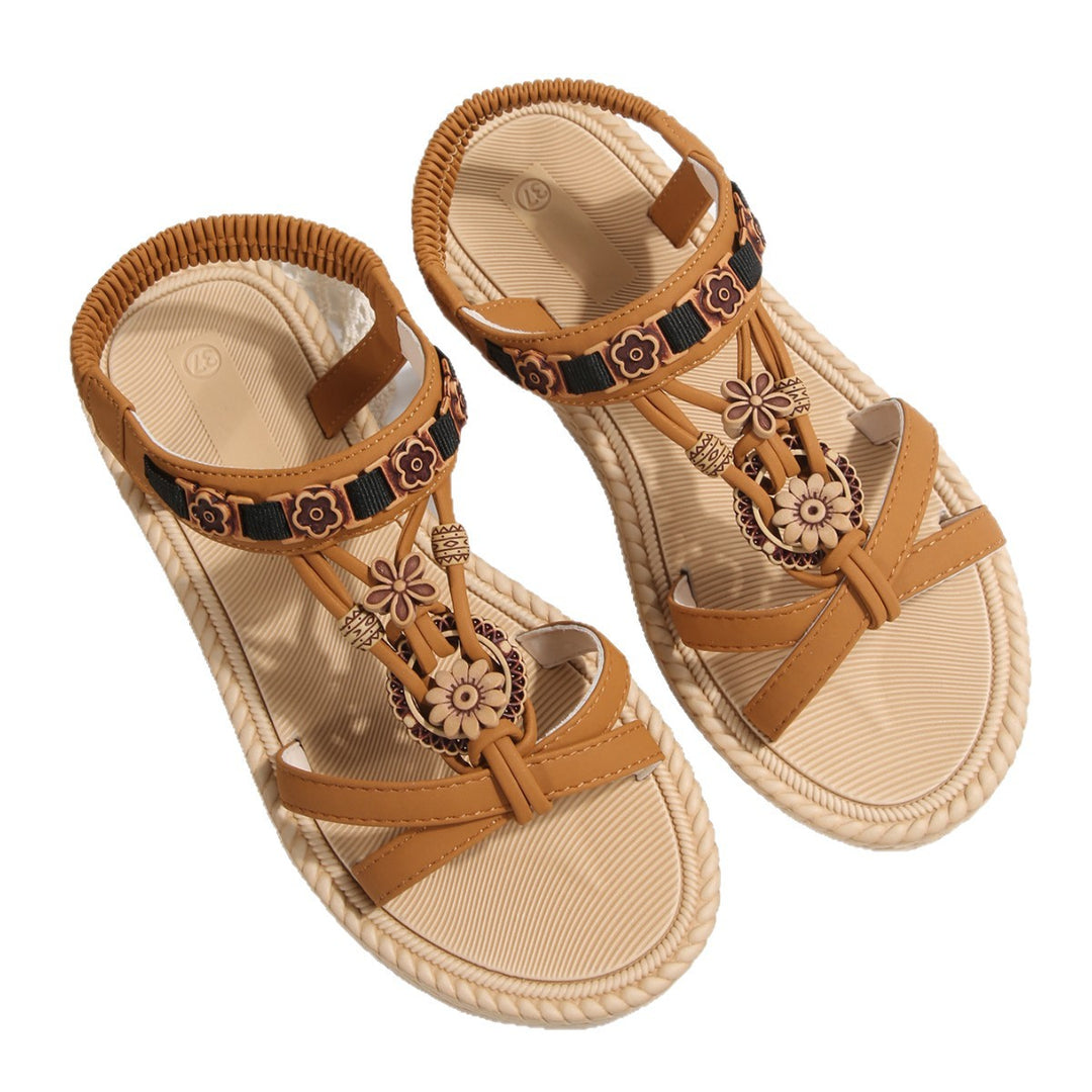 Damen modische Sandalen mit floralem Dekor und flexiblem Riemensystem EB
