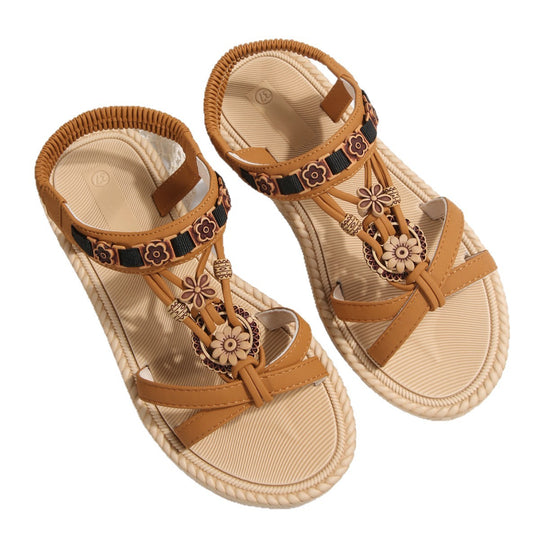 Damen modische Sandalen mit floralem Dekor und flexiblem Riemensystem EB