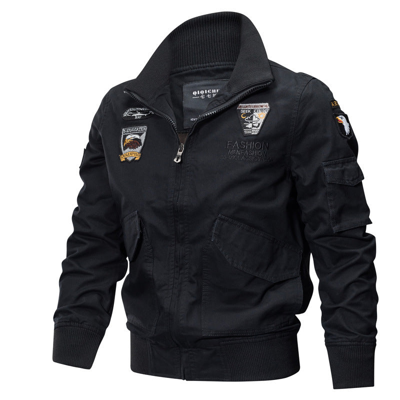 Herren nan leichte Utility Bomberjacke mit bestickten Abzeichen und Taschen EB