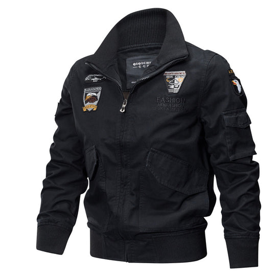 Herren nan leichte Utility Bomberjacke mit bestickten Abzeichen und Taschen EB