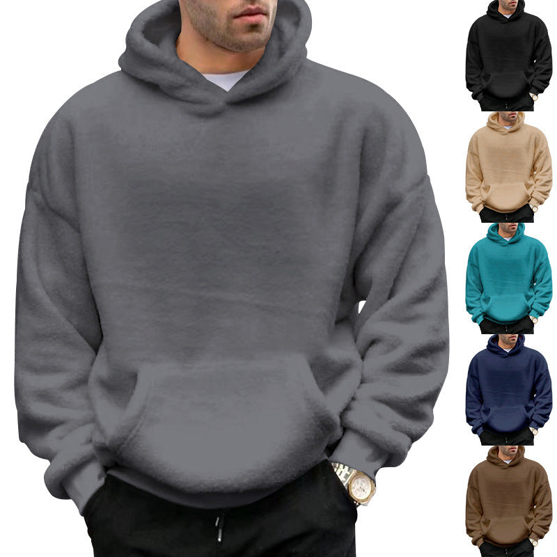 Unisex nan kuscheliger Teddy-Fleece Hoodie mit überlanger Passform und Kängurutasche EB