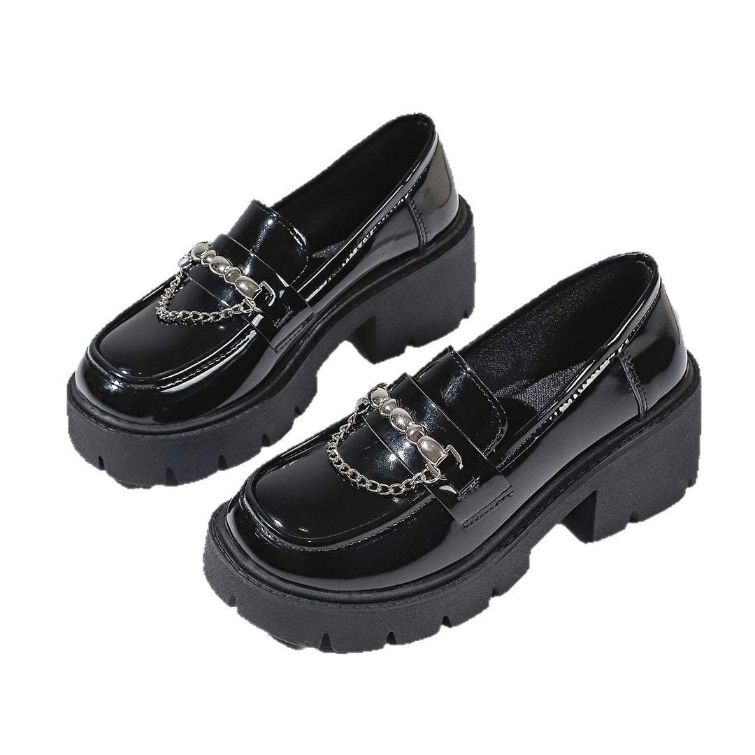Damen Chunky Loafers mit glattem Obermaterial und robustem Plateau-Heel EB