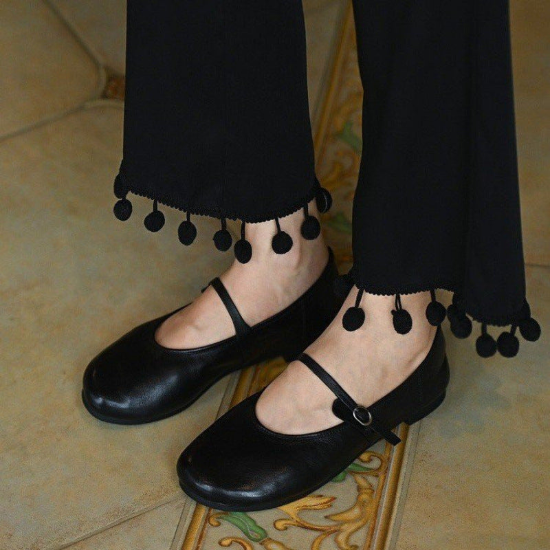 Damen Ballerina mit praktischem Riemen und gepolsterter Innensohle EB