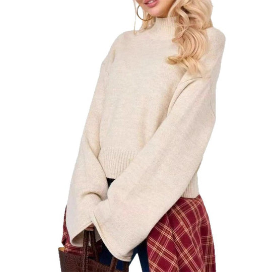 Damen Strickpullover mit lässigem Schnitt und Volumenärmeln EB