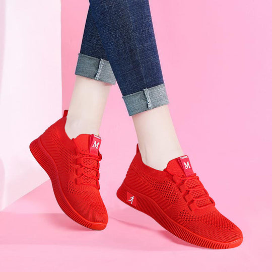 Damen Sportliche Sneaker mit atmungsaktiver Mesh-Oberfläche und elastischem Design EB