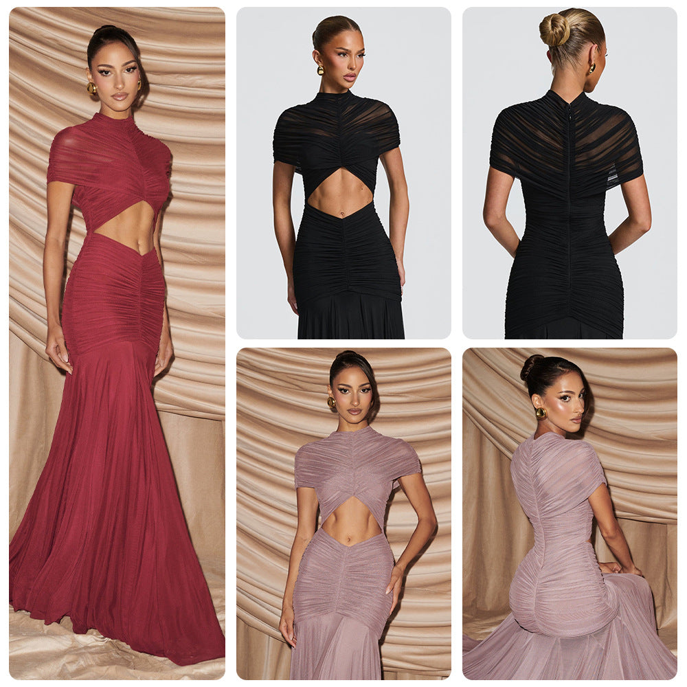Damen Elegantes Abendkleid mit innovativem Cut-Out-Design und gefaltetem Stoff EB